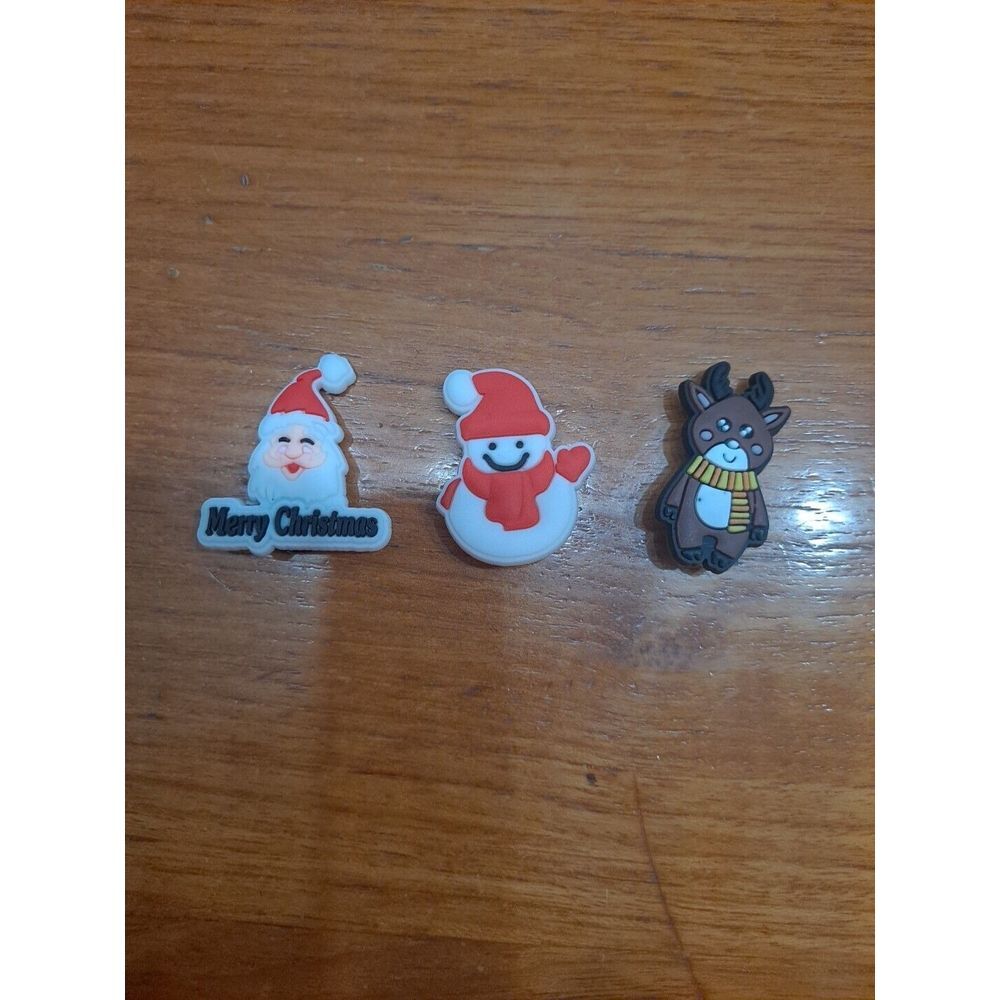 Lot‎ Of 3 Christmas Holiday Themed Croc Charm Jibz Santa Snowman Reindeer